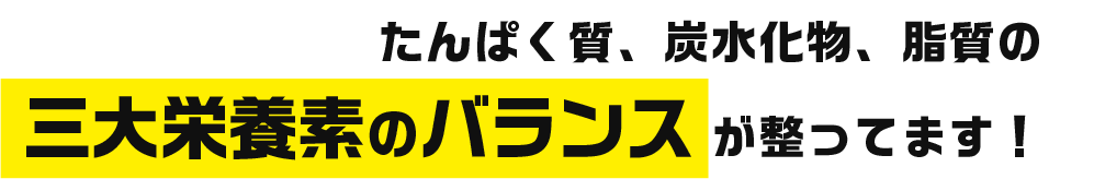 たんぱく質、炭水化物、脂質の三大栄養素のバランスが整ってます！